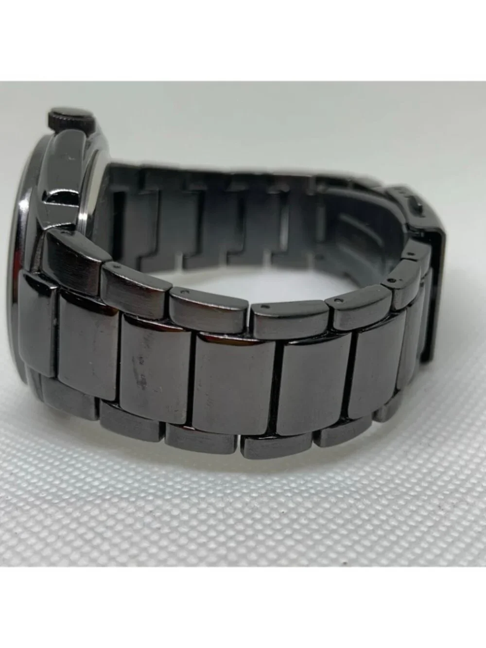 Sean John Black Dial Gunmetal Link Stainless Steel Band men Watch 41mm running
